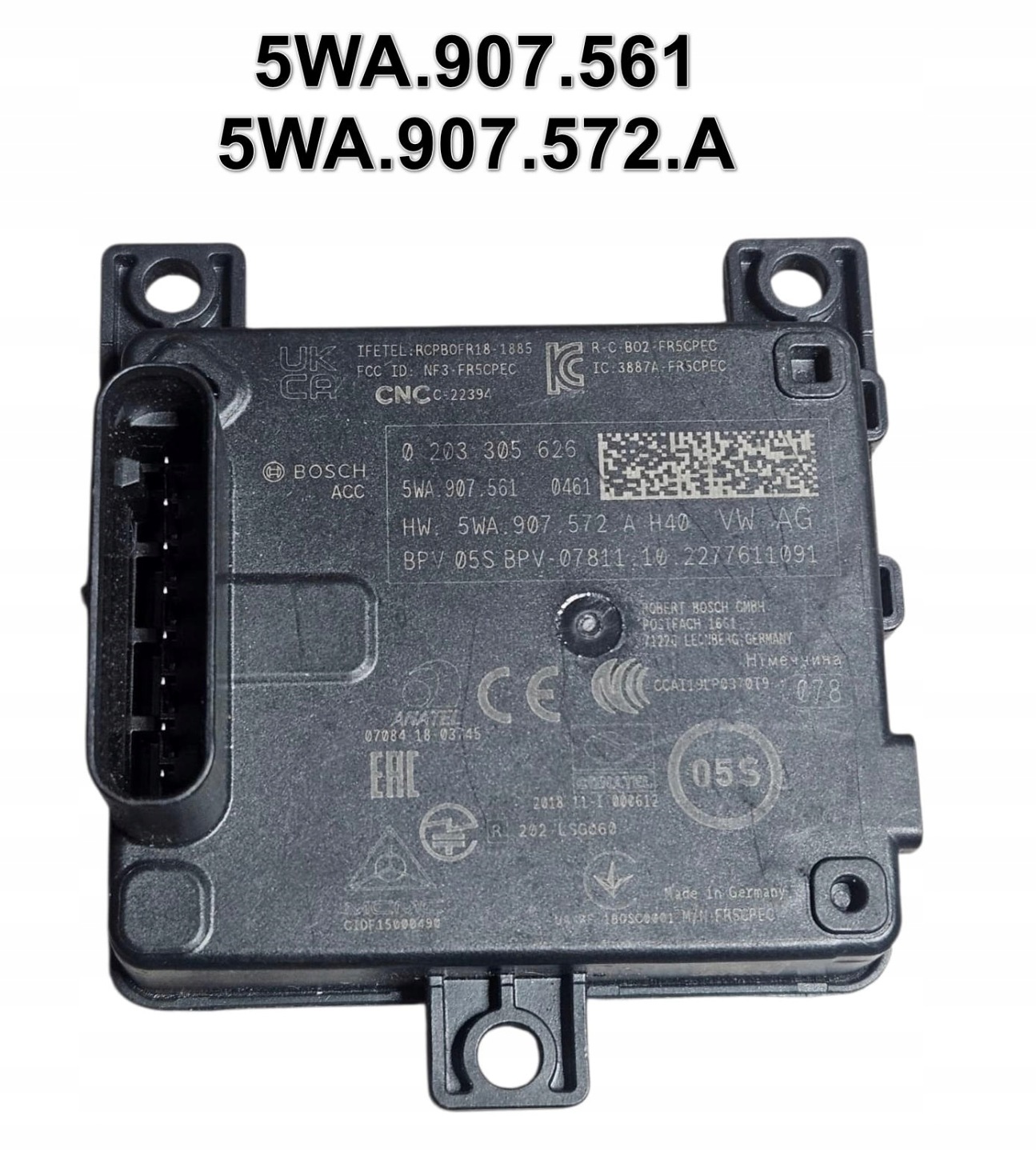 Gebrauchter Audi VW ACC Radarsensor 5WA907561 5WA907572A für adaptive Geschwindigkeitsregelung