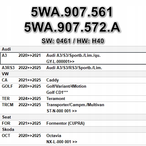 Gebrauchter Audi VW ACC Radarsensor 5WA907561 5WA907572A für adaptive Geschwindigkeitsregelung