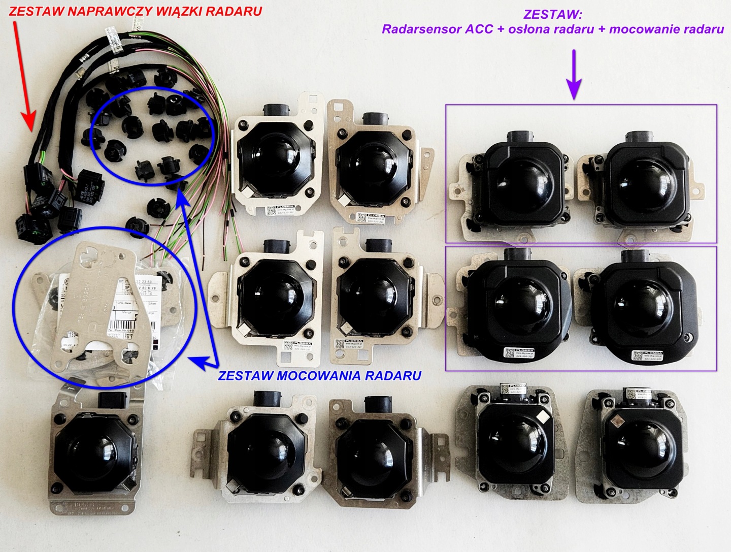 Gebrauchtes Audi A8 S8 4H Distronic Radar ACC Sensor Set mit Teilenummern 4H0907541A und 4H0907561A